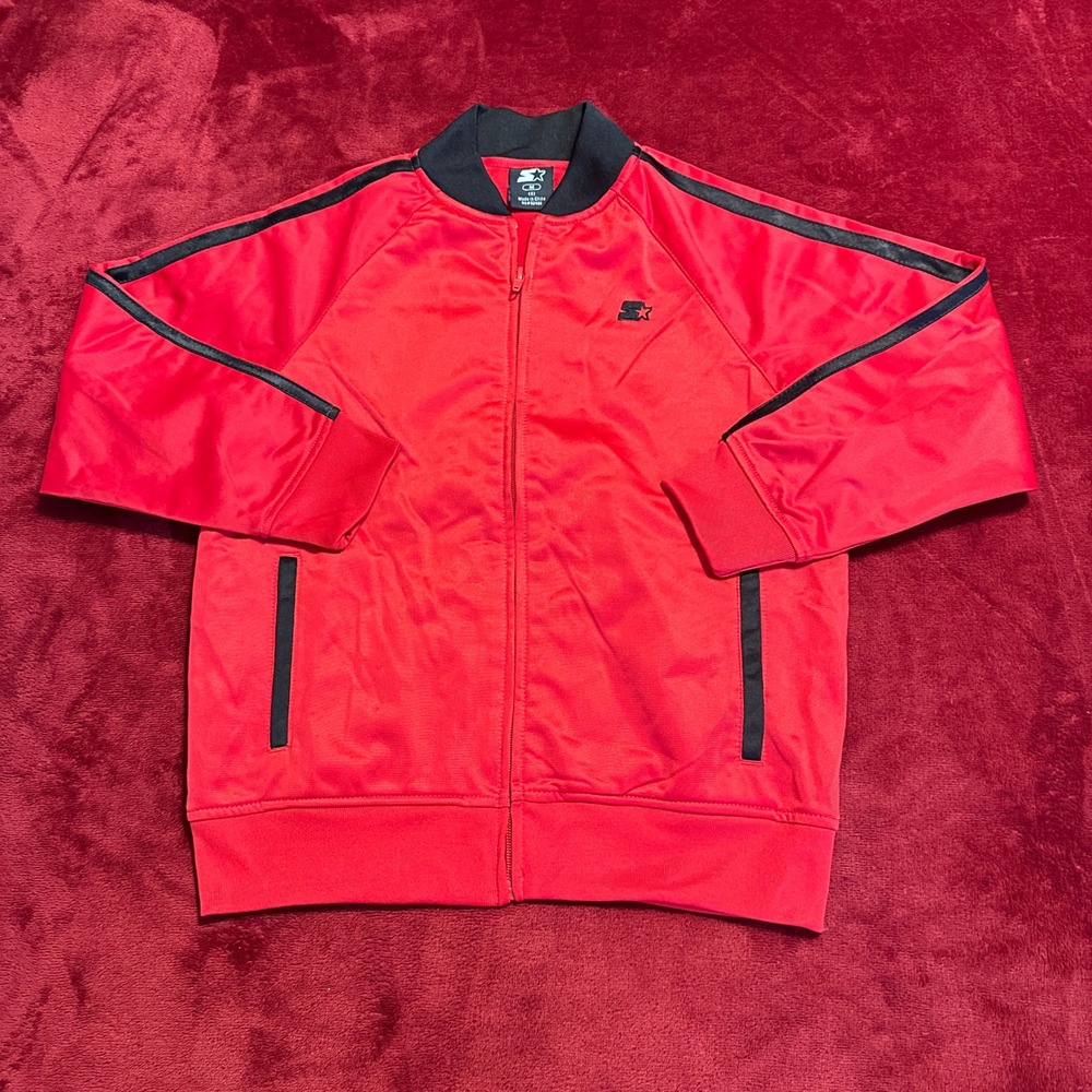 Starter Kids‎ Red Black Stripe Full Zip Track Jacket RB31200A Boys Size M 8